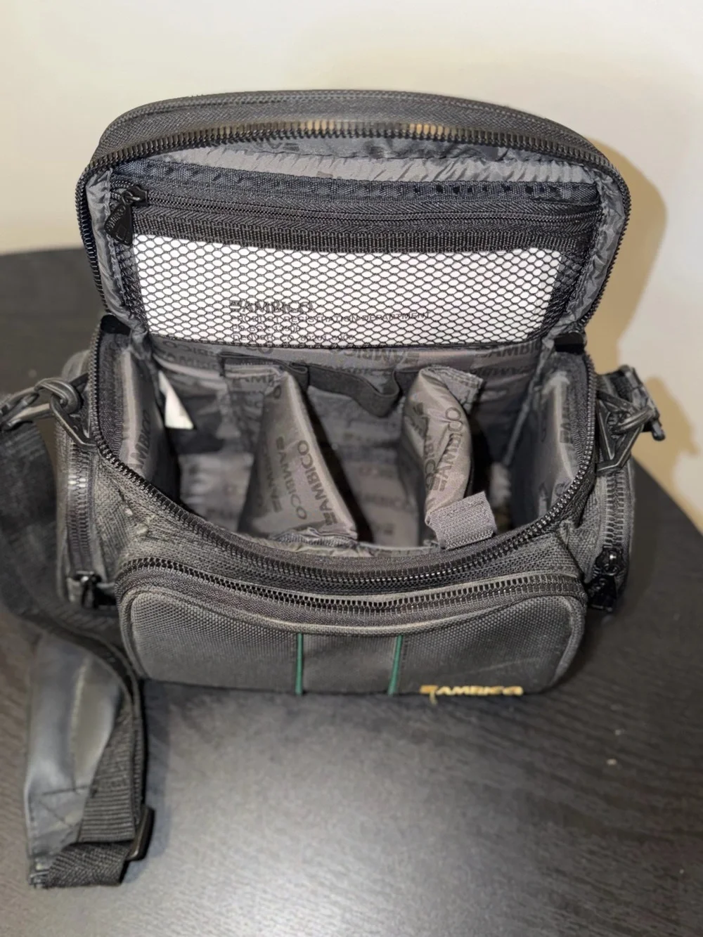 Ambico Camera Bag Black Nylon Shoulder Strap Padded Dividers